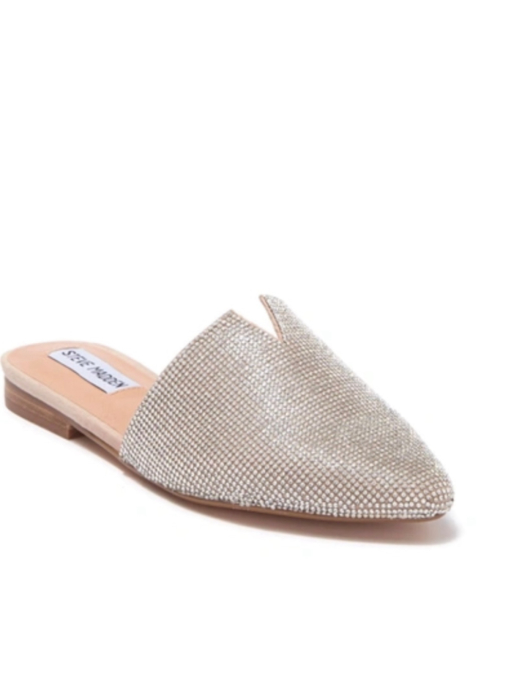 Women's Steve Madden Ally Rhinestone Mules In Silver And Beige